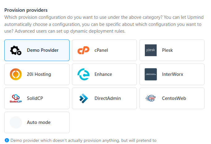 Provision providers (web hosting)