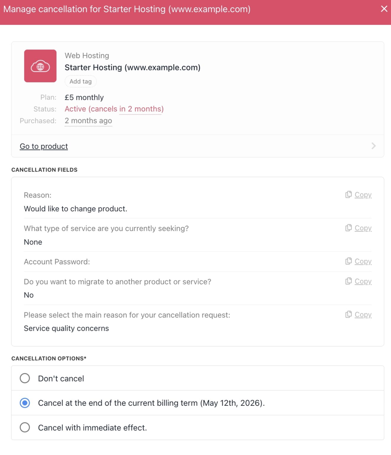 Manage cancellation