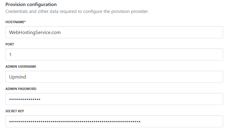 Add provision configurations
