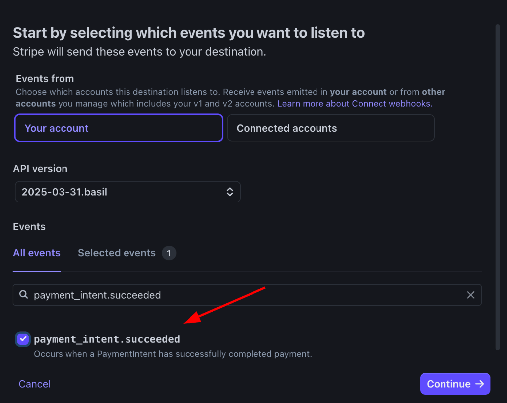 Choose events