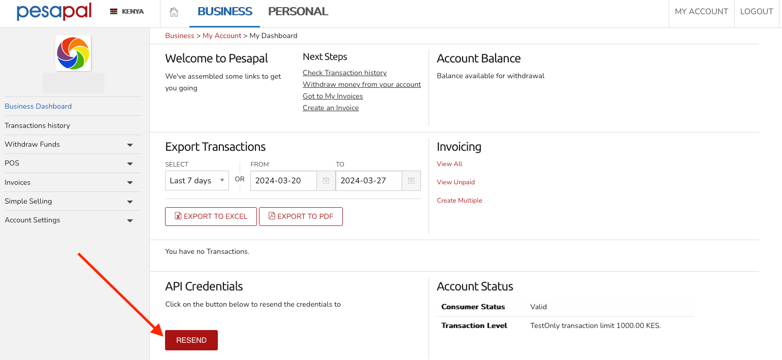 Resend API credentials