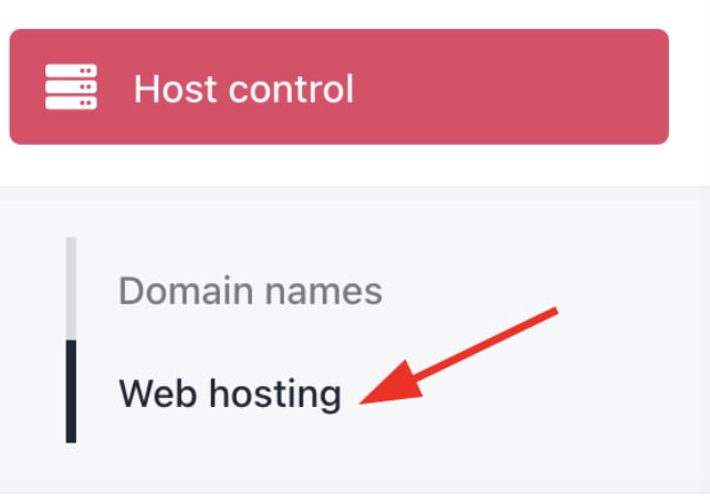 Host Control > Web Hosting