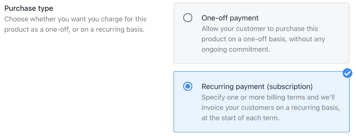 Recurring payment tile