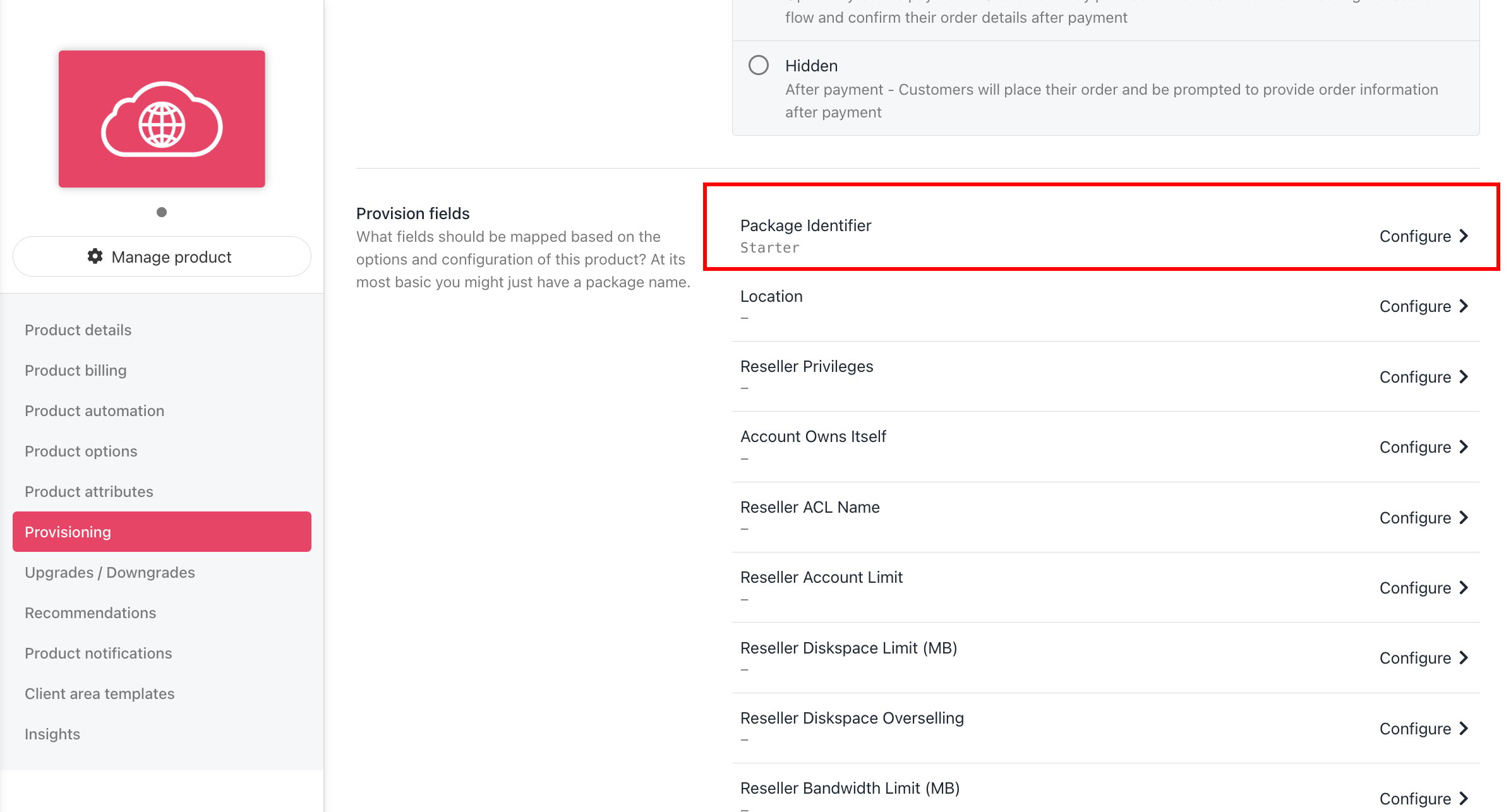 Set package identifier