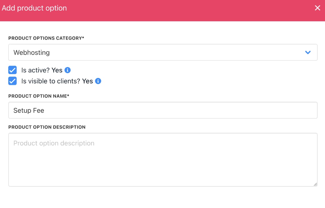 Add product option