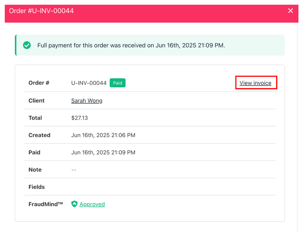 View invoice