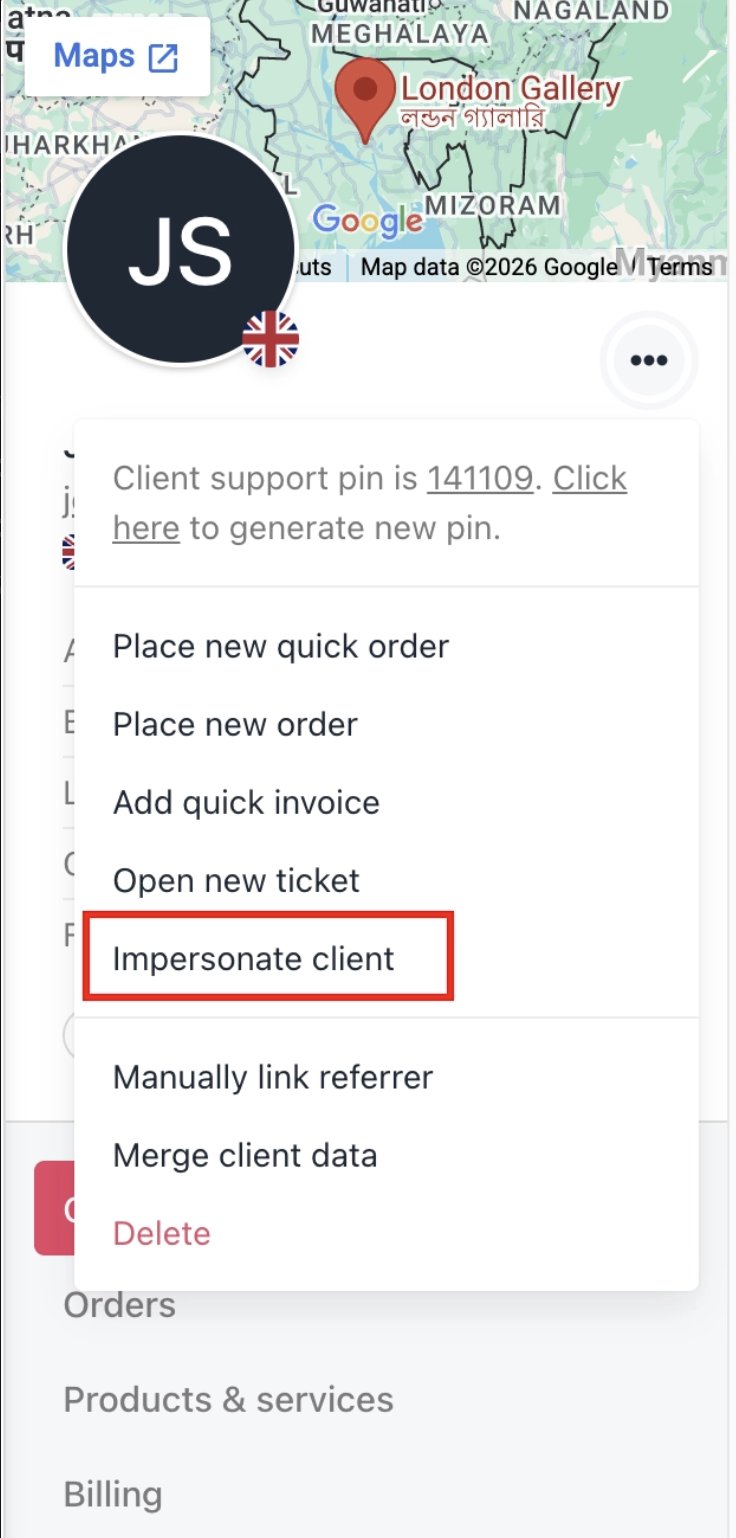 Impersonate clients