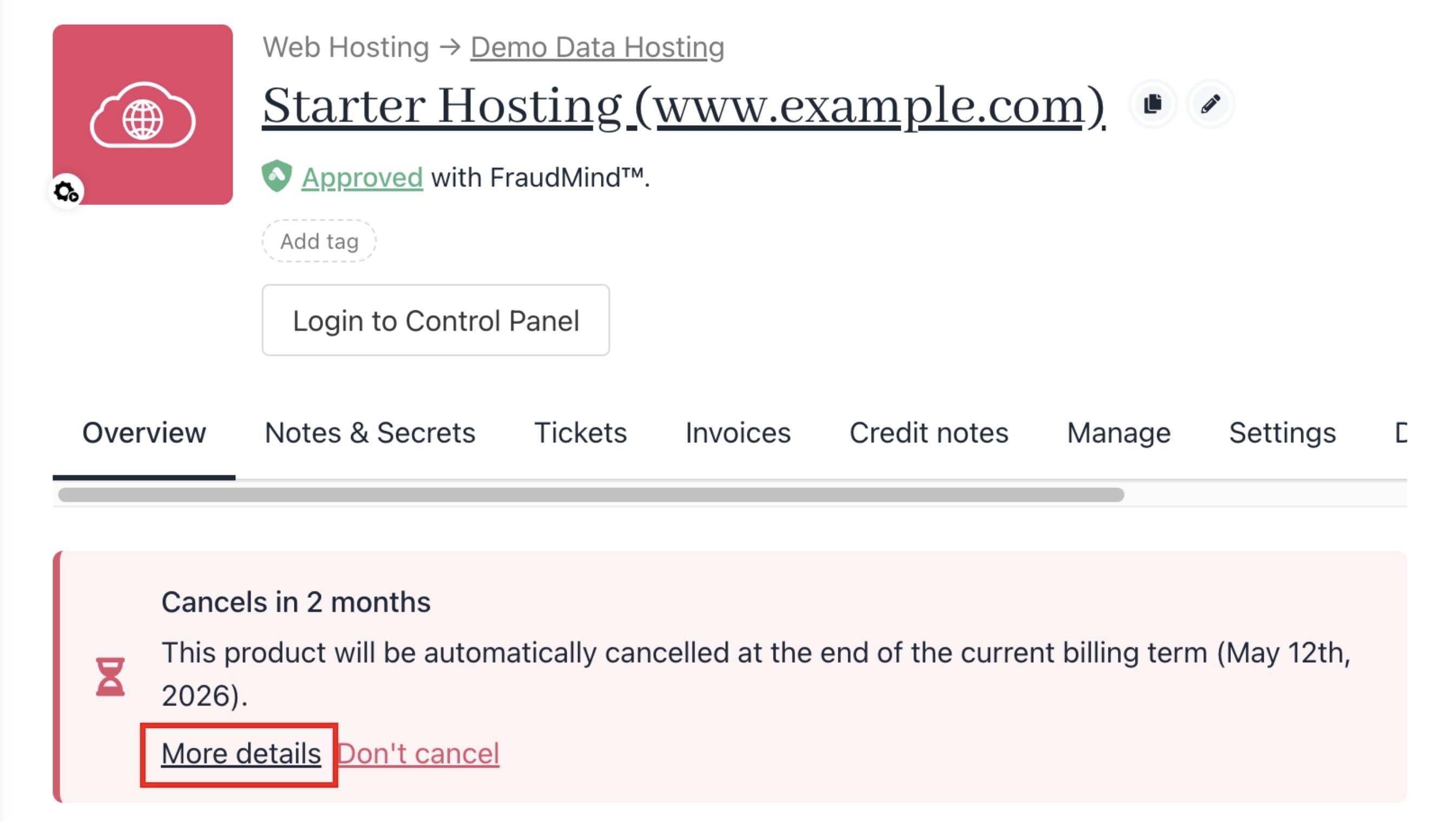 More cancellation details