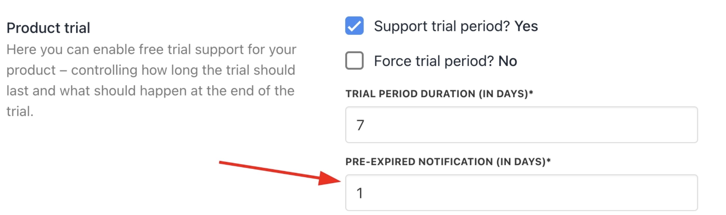 Pre-expired notification (in days)