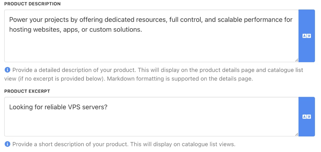 Product description & product excerpt