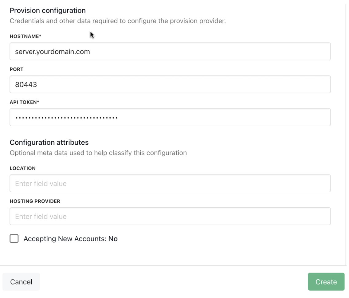Enter provision configurations