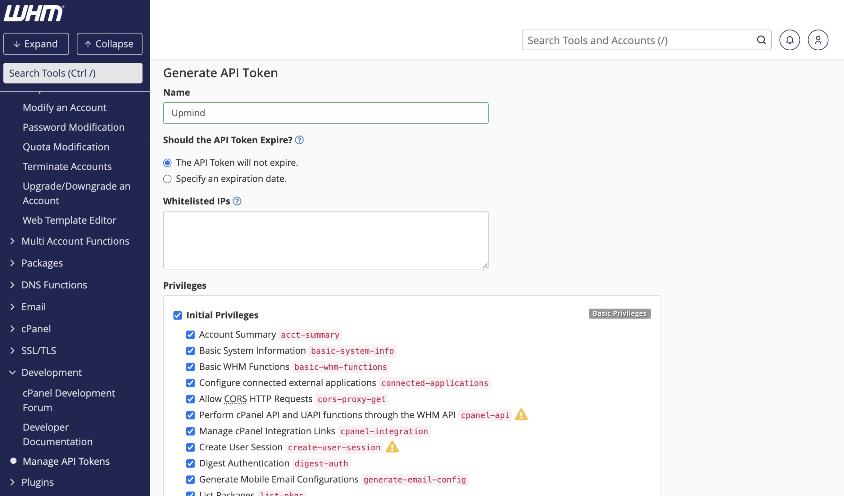 Make sure to fill in the Token name, not set the expire date and select all permissions