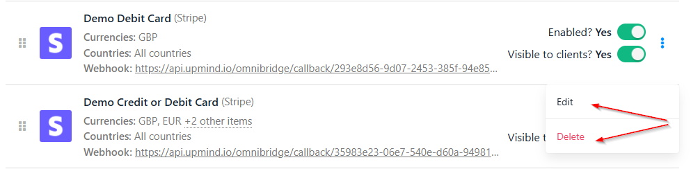 Edit payment provider