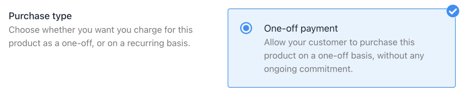 One-off payment tile