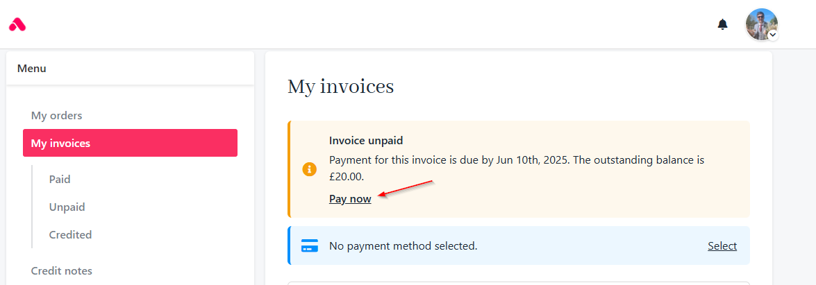Click pay now