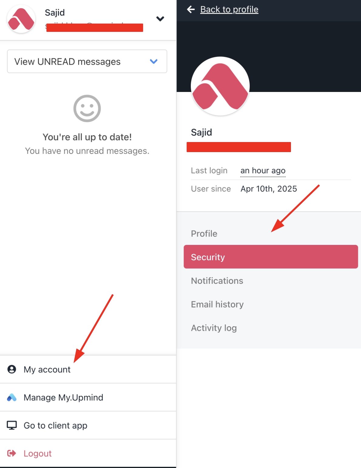 My Account > Security