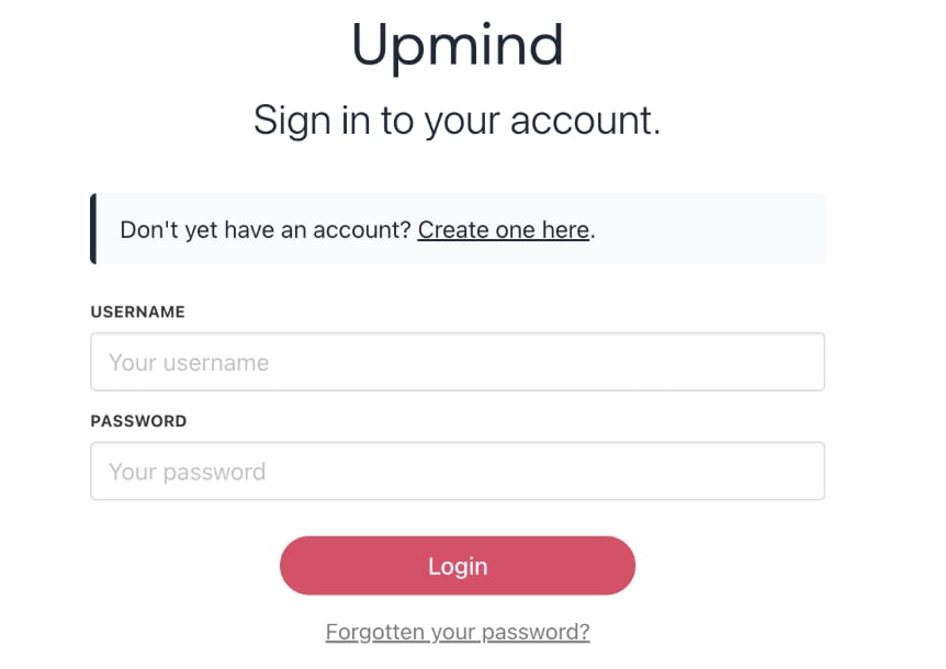 Log in panel