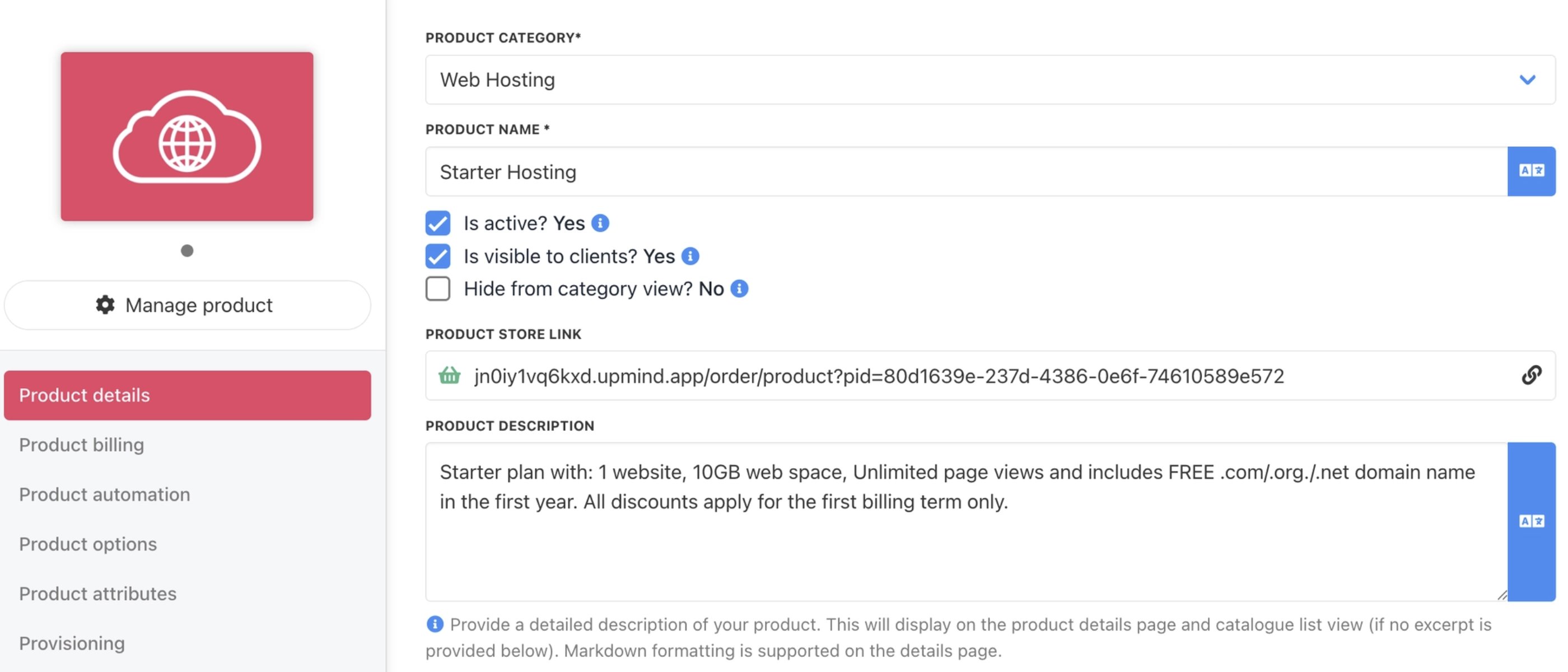 Create product