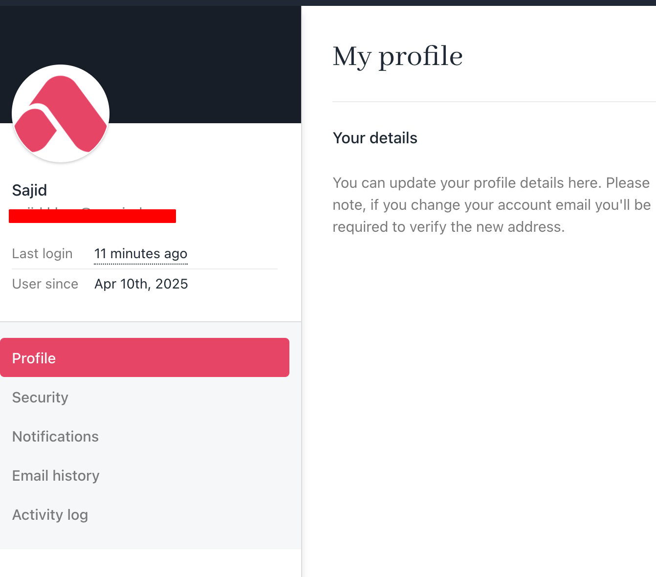 The avatar updates through the application