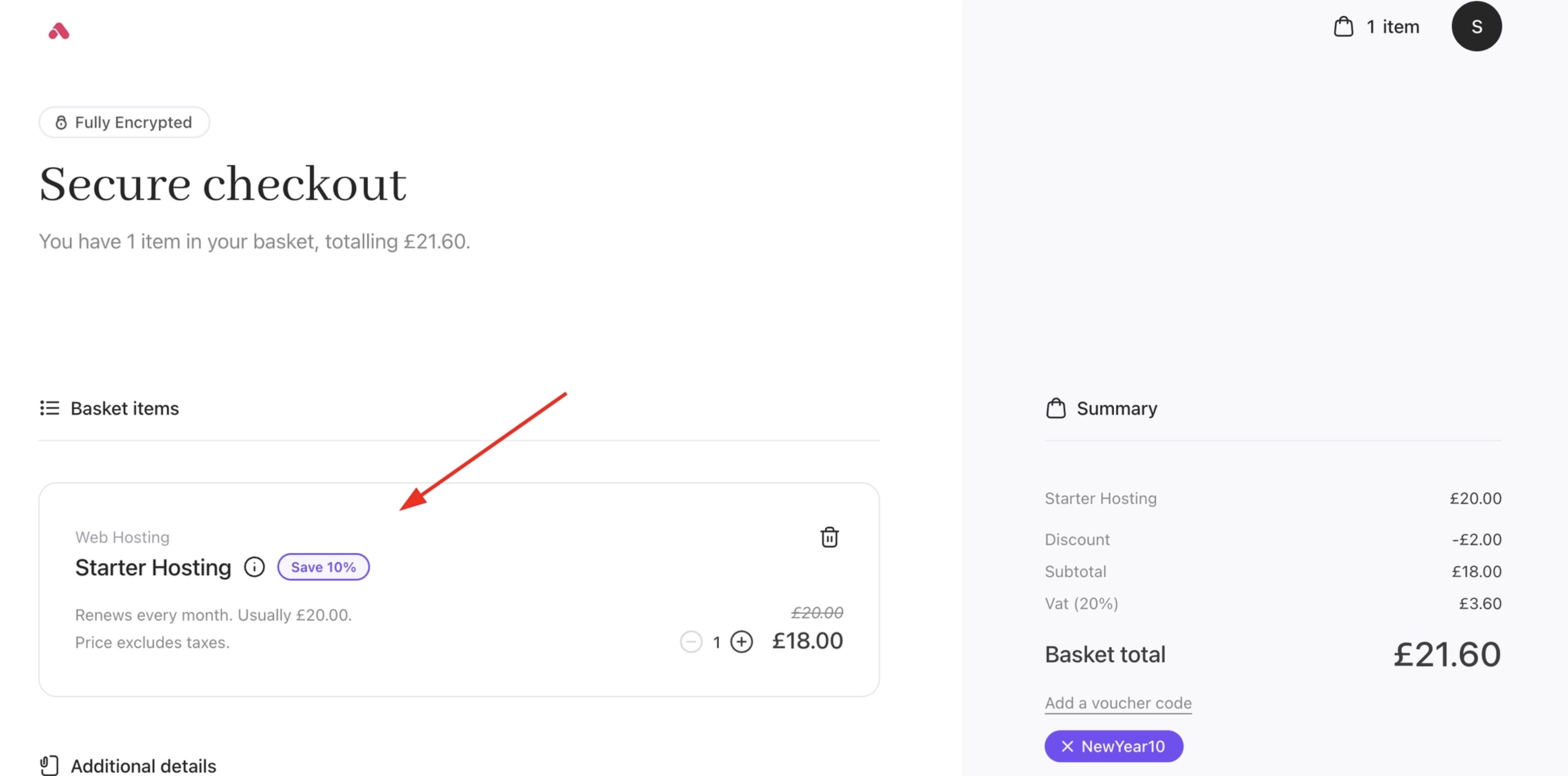 Basket items in checkout visibility