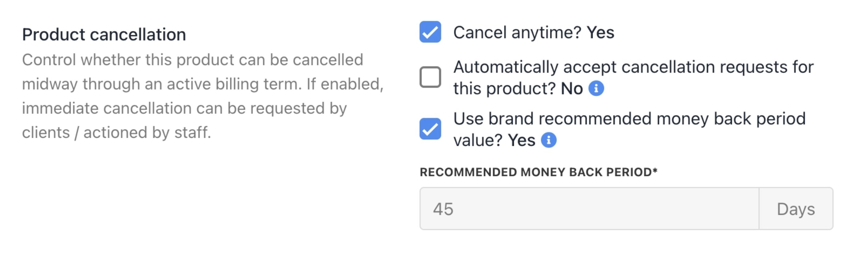 Product cancellation