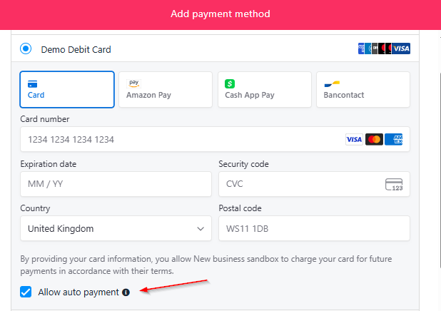 Allow auto payment for new payment methods