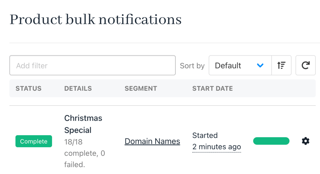 Email results displayed