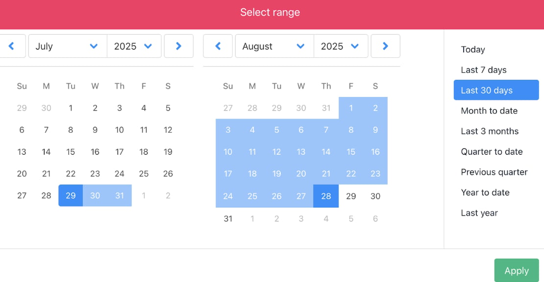 Select new time frame