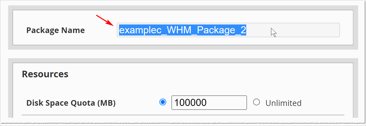 Copy package name