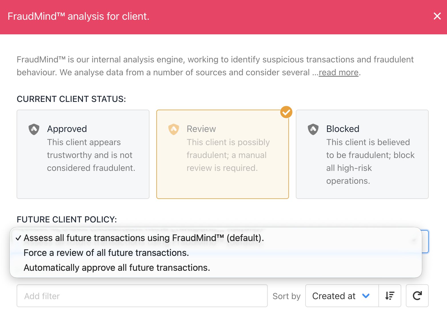 Click the tile to change the fraud status