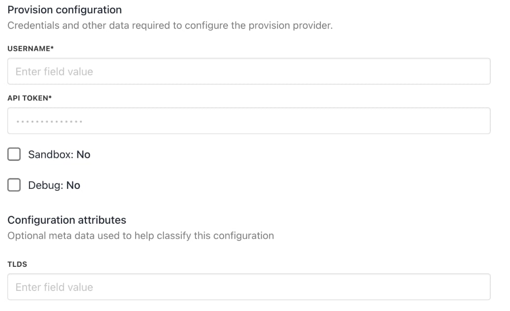 Provision configurations