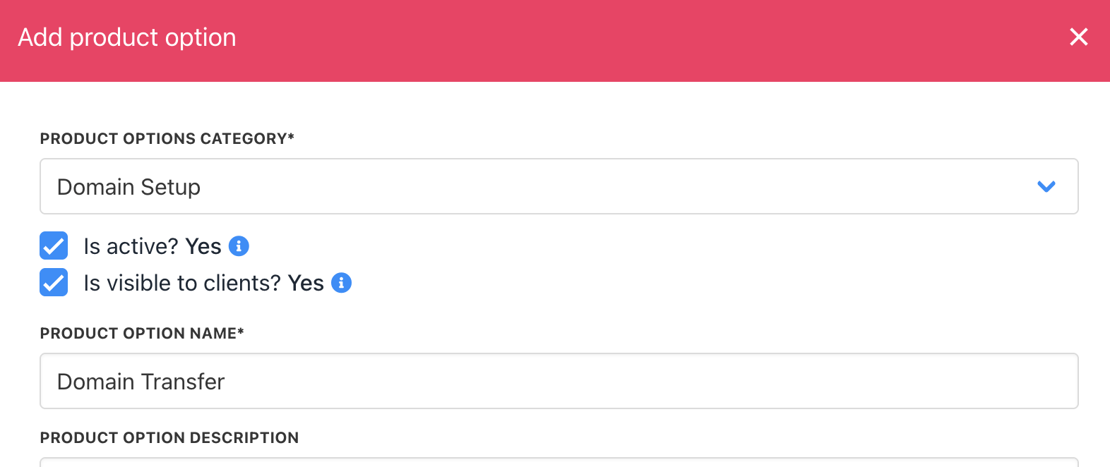 Add Product Option