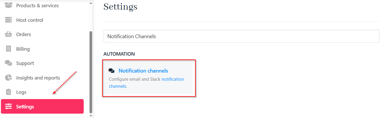 Settings > Automation > Notification channels