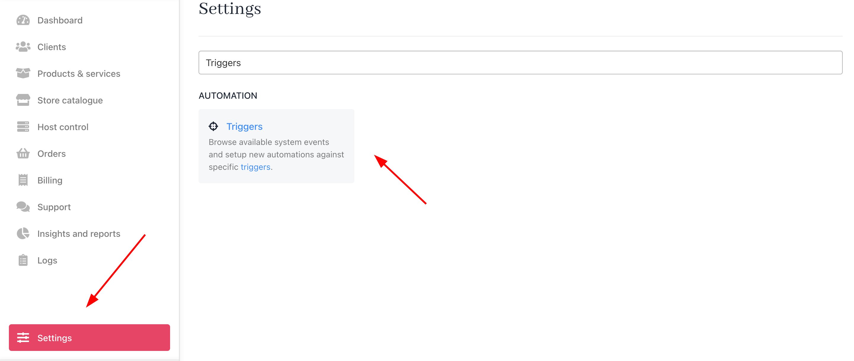 Settings > Automation > Triggers