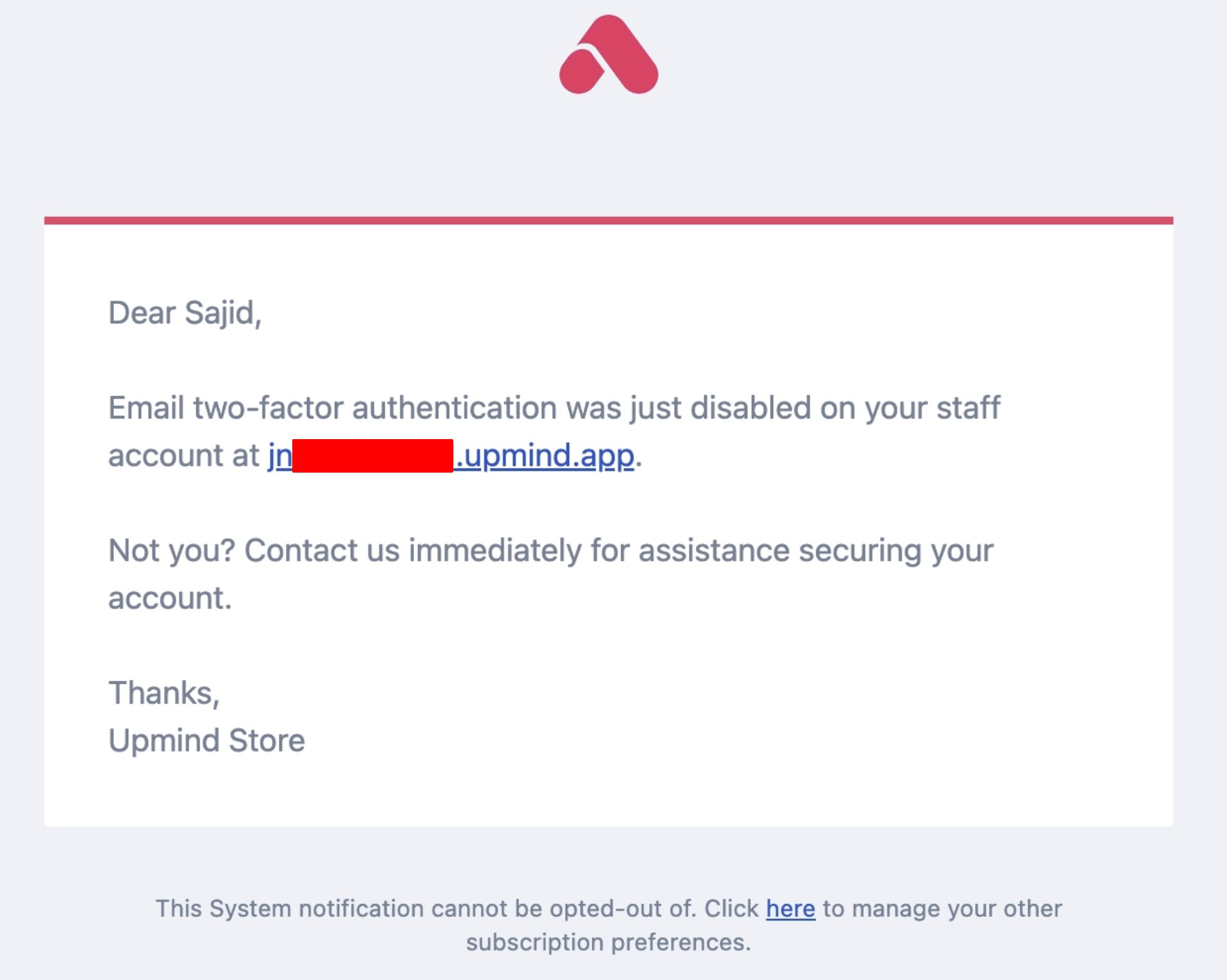 2FA disabled email