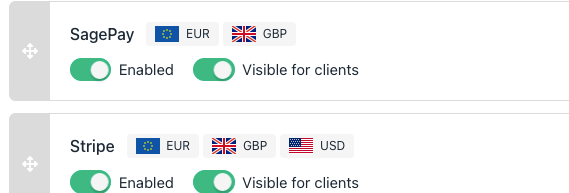 Manage currencies