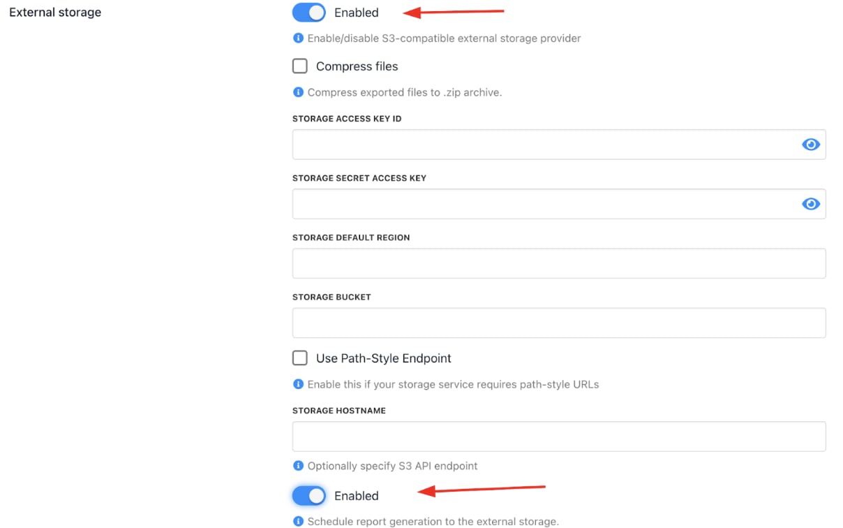 Enable settings