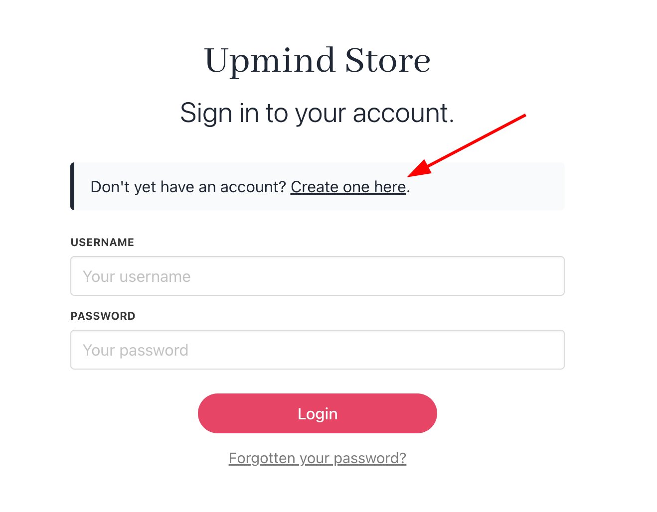 Click Create one here