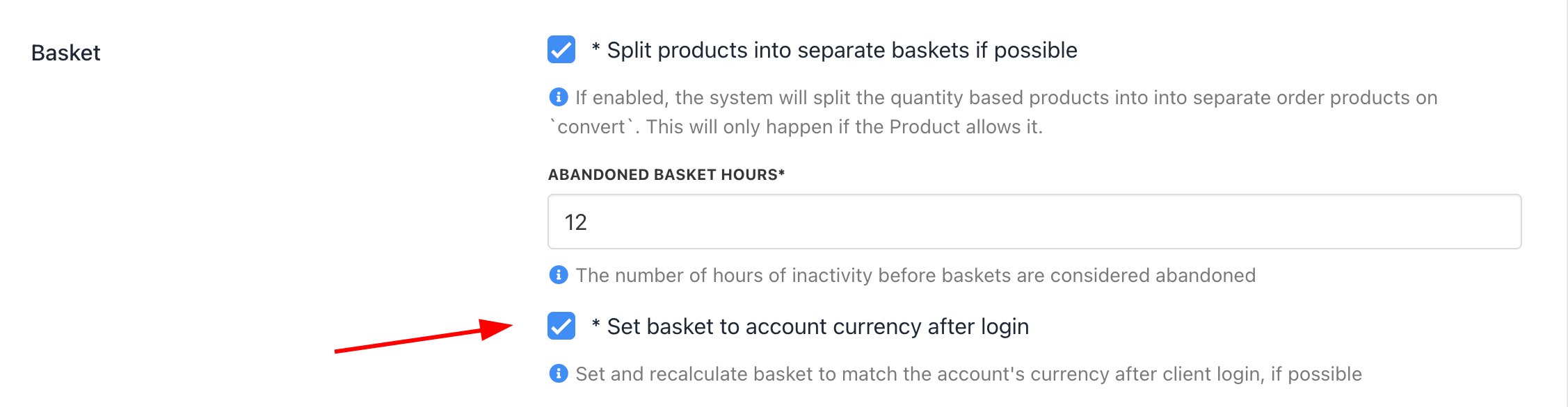 Set time to abandon basket