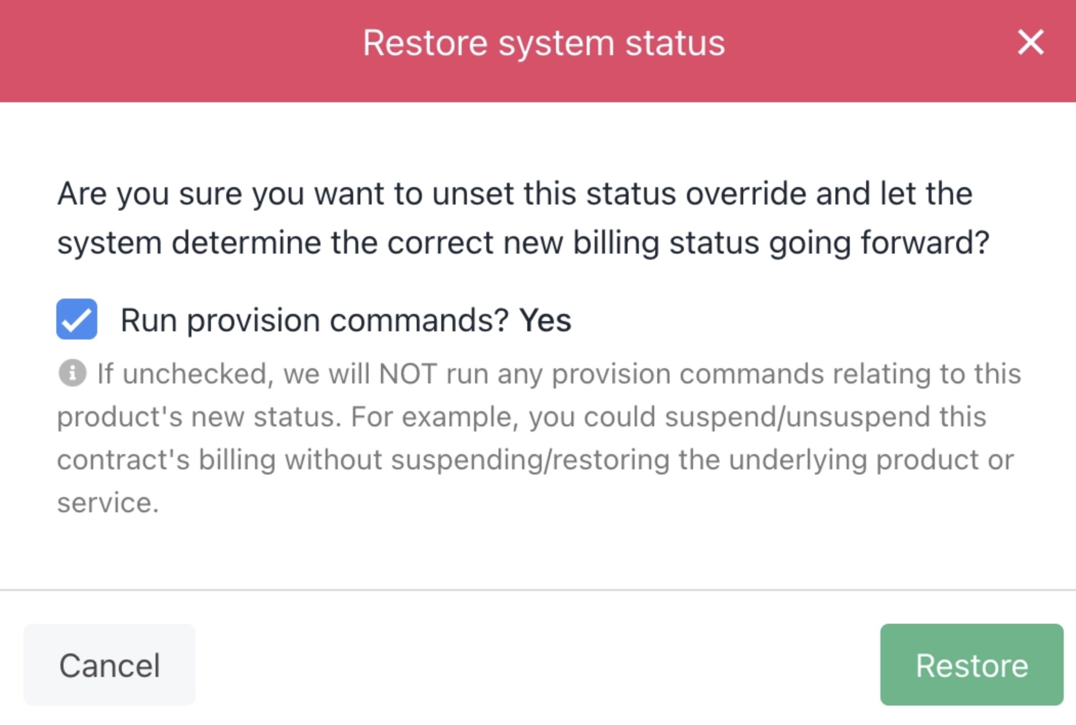 Click to restore