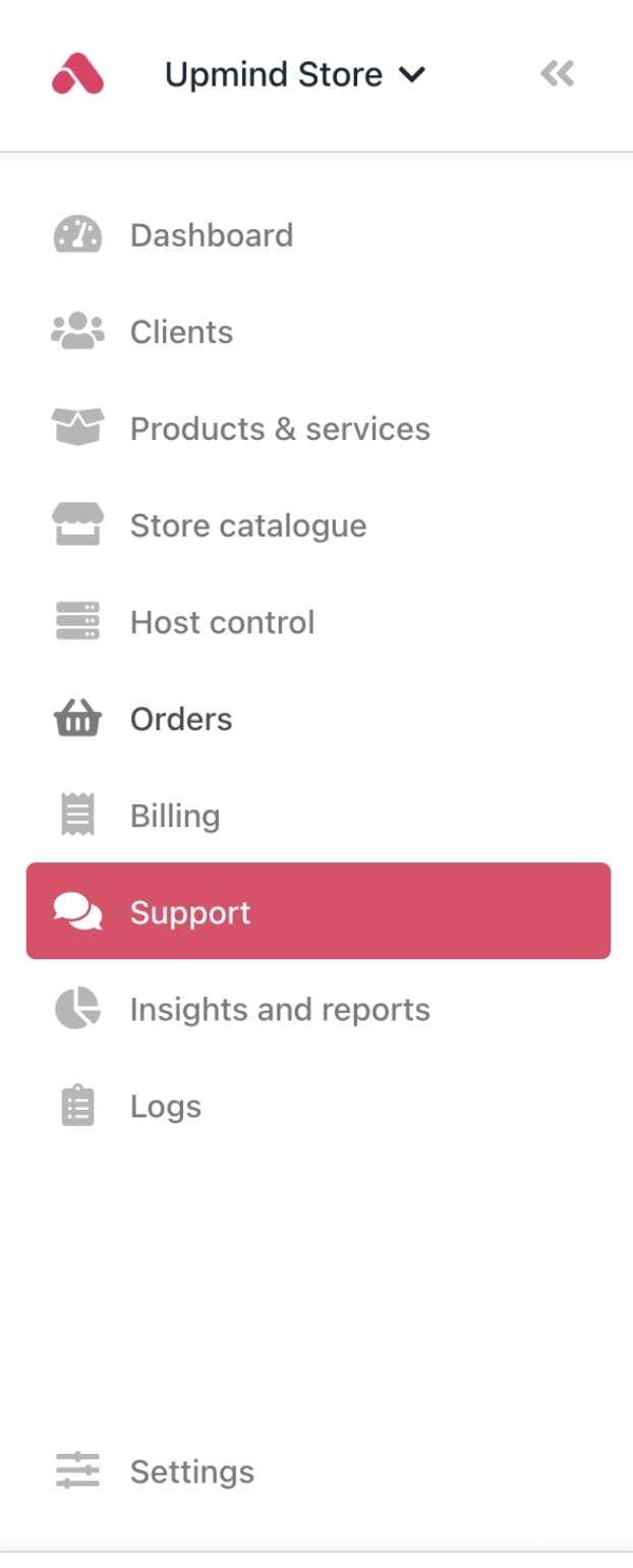 Dashboard > Support