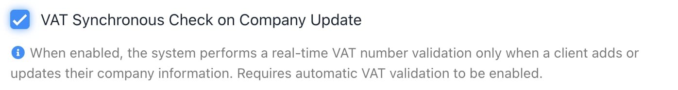 VAT synchronous check on company update