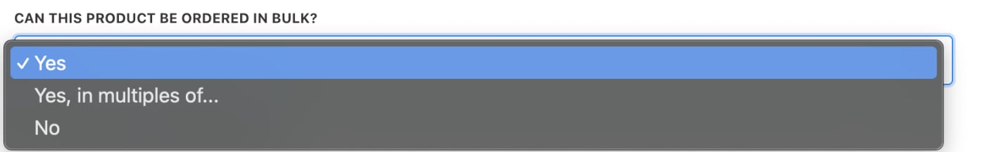 Enable bulk orders