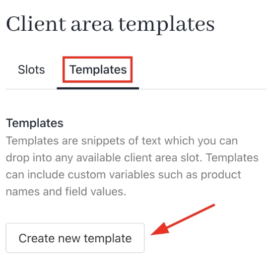 Templates > Create new template