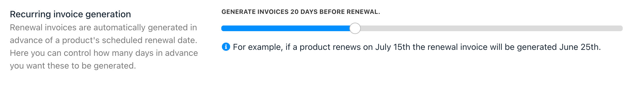 Set generation date for recurring payments