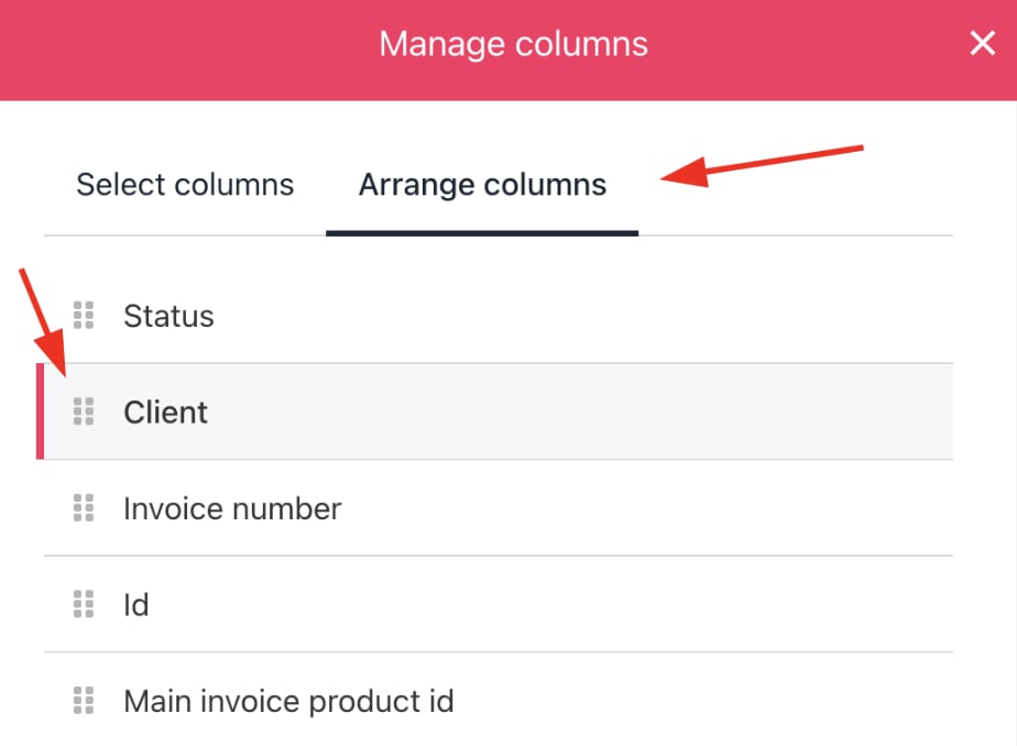 Arrange columns