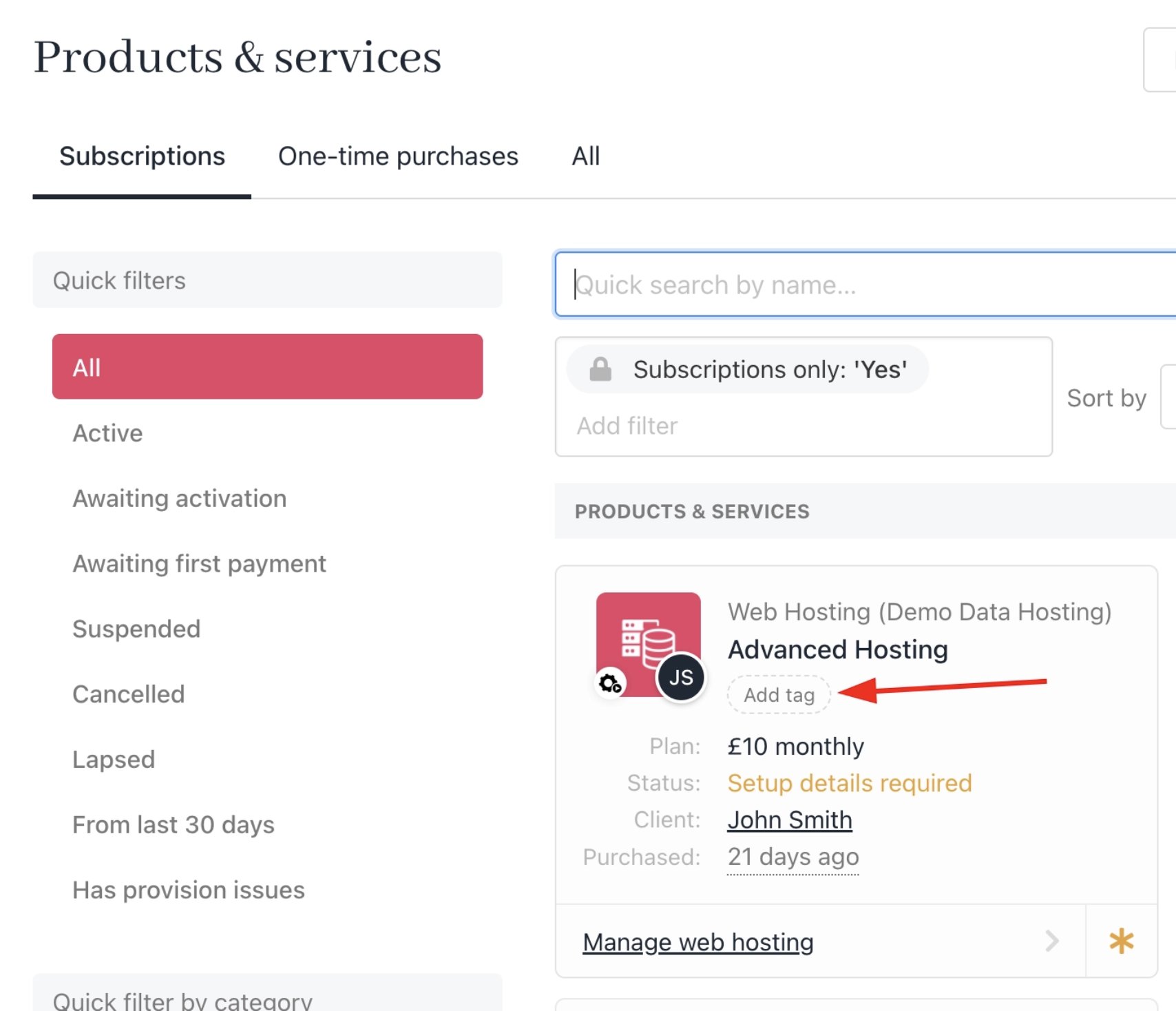 Image Add tag from product & services