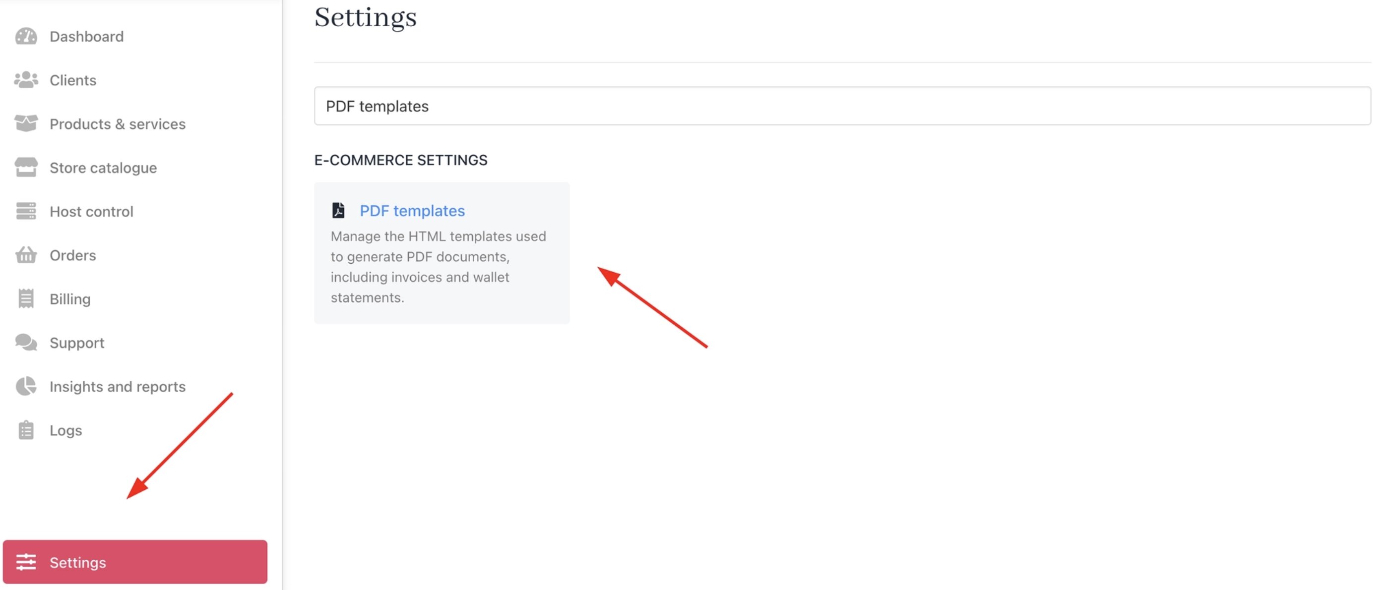 Image Settings > PDF Template.