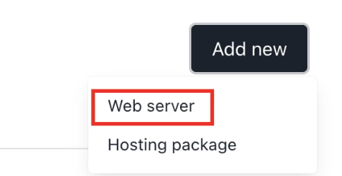Add new > Web server