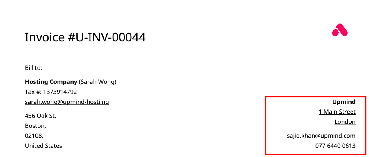 Updated invoice